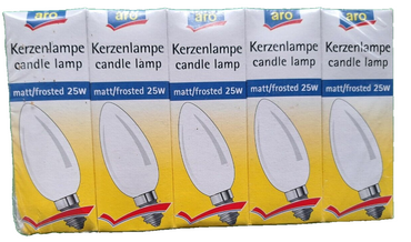 Aro Kerzenlampe, Matt, Kaltweiß, 25W, 230V, E14, 10er Pack