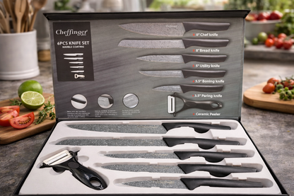 Cheffinger Messerset 6tlg Marble Küchenmesser Set