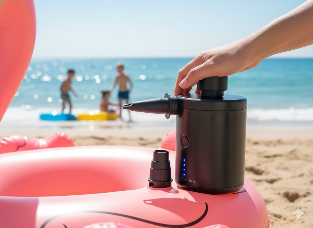 Elektrische Luftpumpe 4.000mAh 3,7V Wiederaufladbar Aufblasen & Ablassen inkl. Z