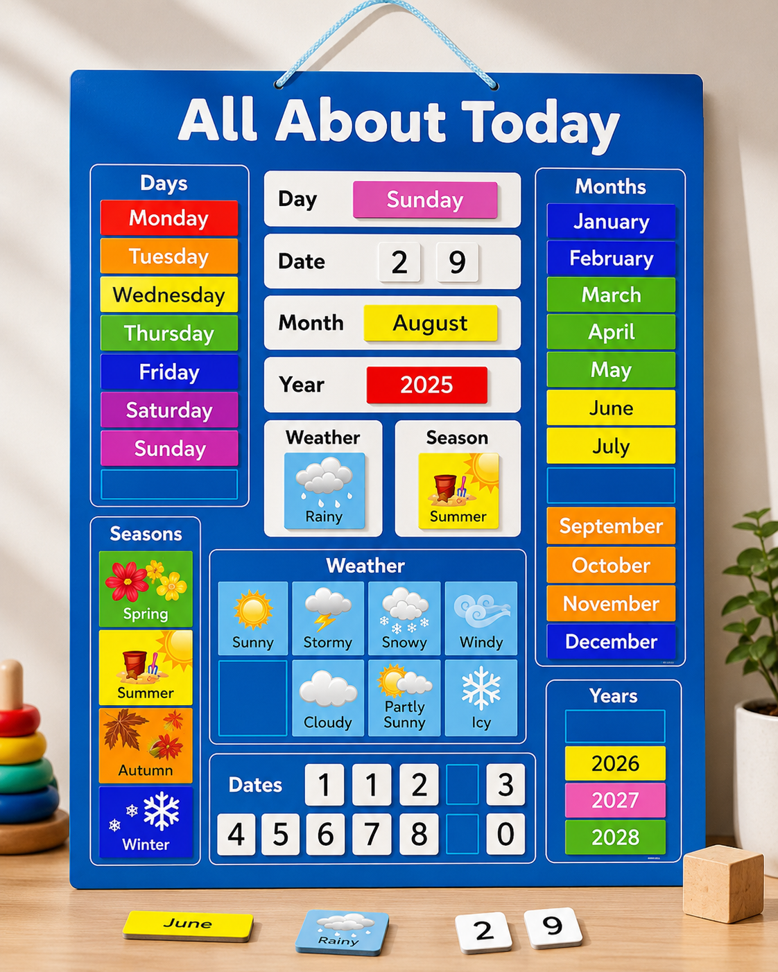 Navaris Magnetischer Kinderkalender All About Today Lernkalender Magnettafel D9