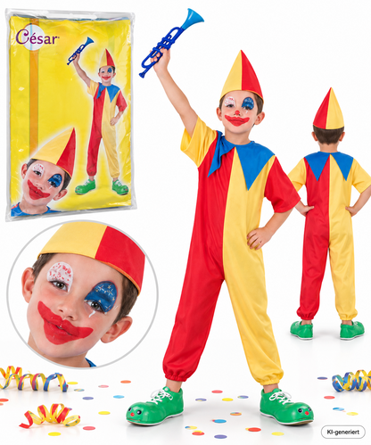César Clown Kostüm Kinder Gr. 132 8-10 Jahre Fasching Karneval Verkleidung