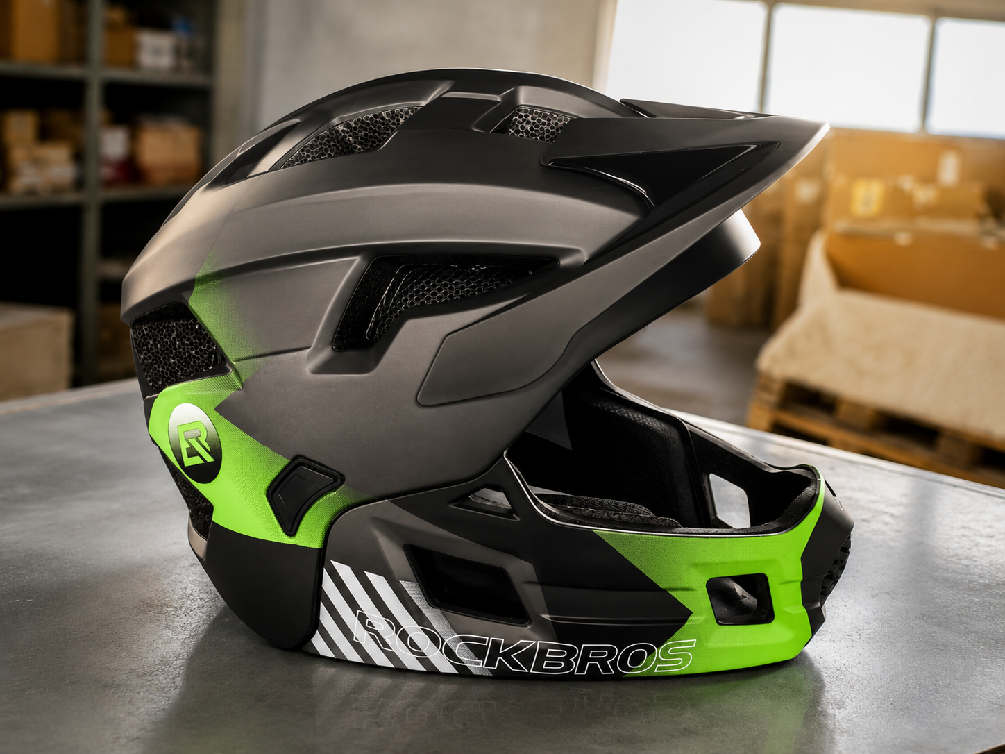 ROCKBROS Kinderhelm BMX MTB Downhill Helm mit Kinnschutz Fahrradhelm Kind E