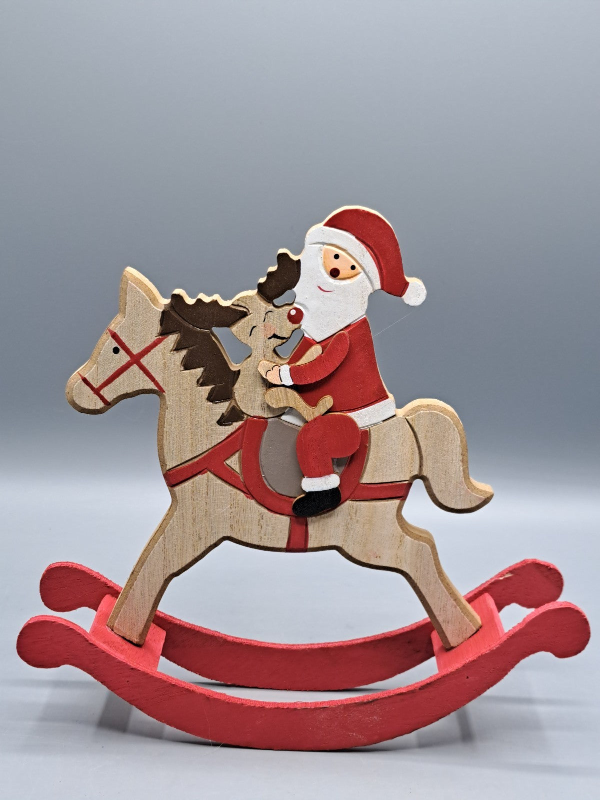 Wenco Holz-Schaukelpferd – Weihnachtsmann - Weihnachts-Deko 🎄