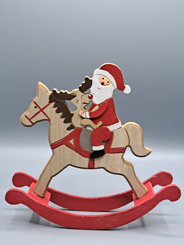 Wenco Holz-Schaukelpferd – Weihnachtsmann - Weihnachts-Deko 🎄