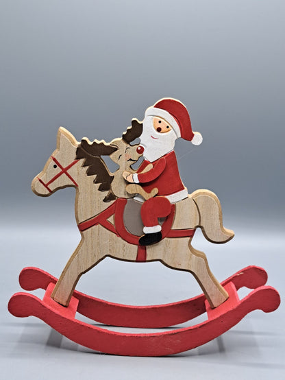 Wenco Holz-Schaukelpferd – Weihnachtsmann - Weihnachts-Deko 🎄