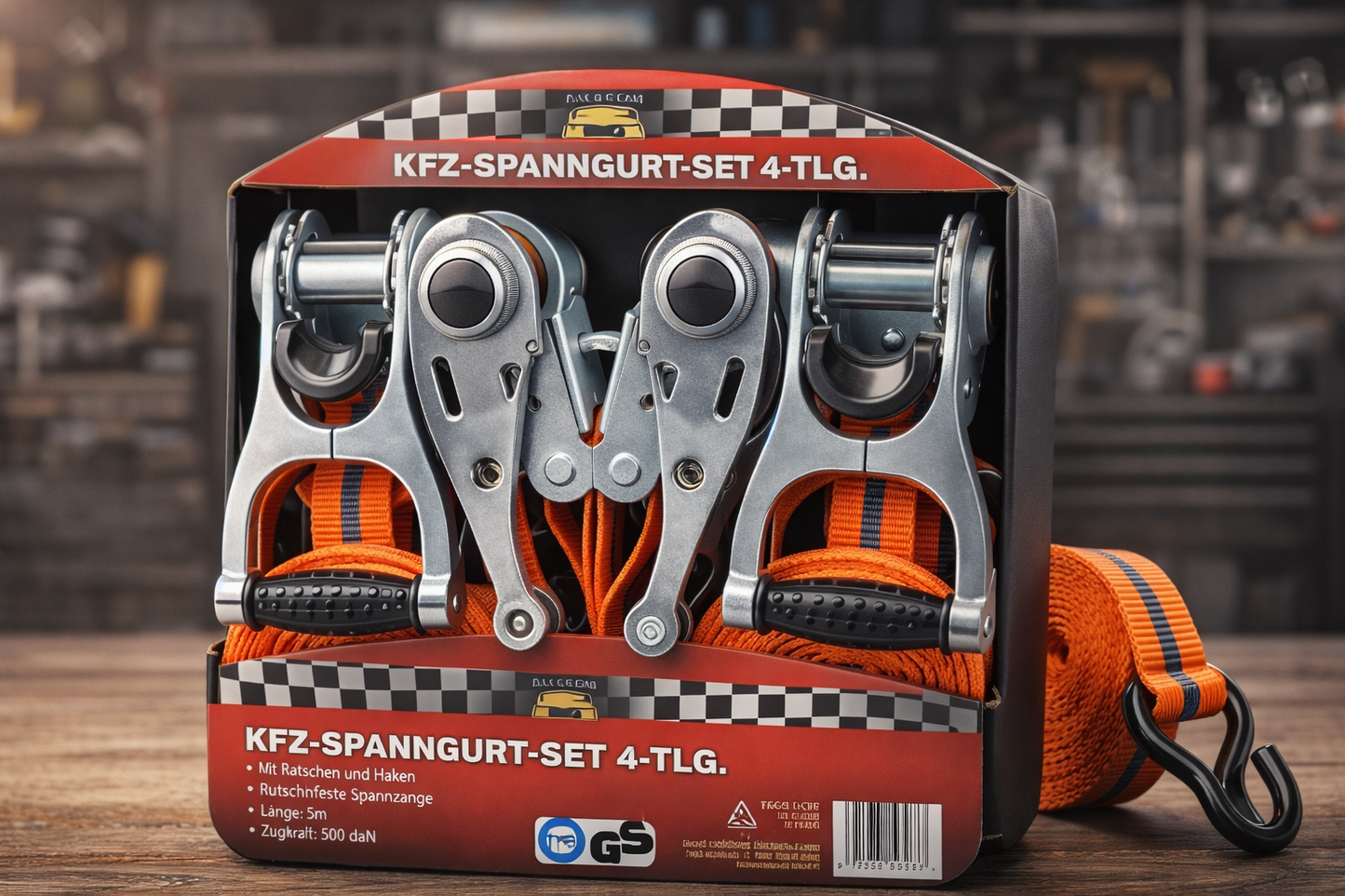 KFZ Spanngurte 4er Set – sicherer Transport & Ladungssicherung