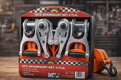 KFZ Spanngurte 4er Set – sicherer Transport & Ladungssicherung