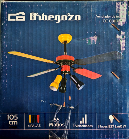 Orbegozo CC09105C Deckenventilator 105cm Ventilator Bunt Sommer Kühlung HO-A14