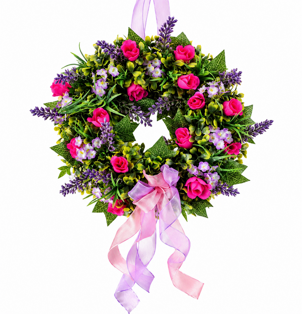 Türkranz Blumenkranz Rosa Lila Lavendel Rosen Frühlingskranz Kunstblumen B4