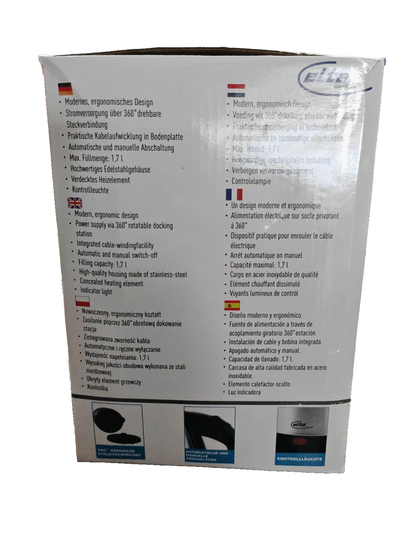 ELTA Edelstahl Wasserkocher 1,7L 2200W 360° Kabellos Abschaltautomatik C3