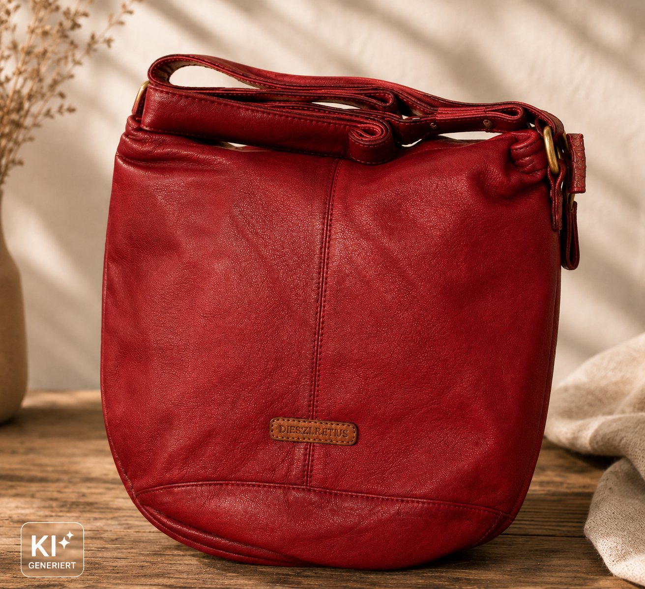 Desiderius Basic Maide Handtasche Rot Echtleder Damen Ledertasche Schulter H2