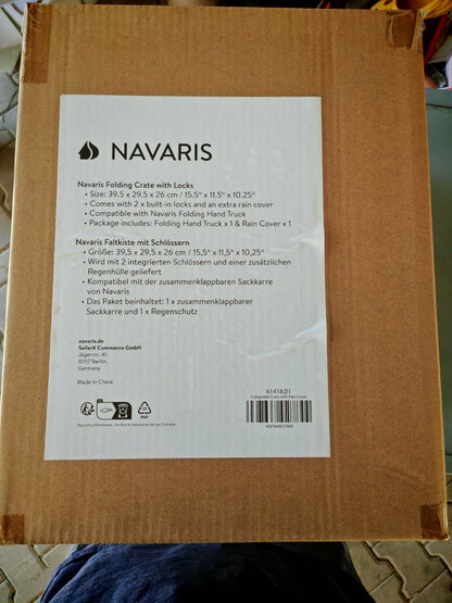 Navaris Transportkiste klappbar 25L Regenschutz Faltbox Einkaufskorb Schwarz B02