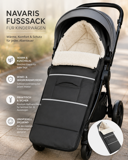 Navaris Winter Fußsack Kinderwagen Buggy Babyfußsack Grau 120x45cm Warm E6