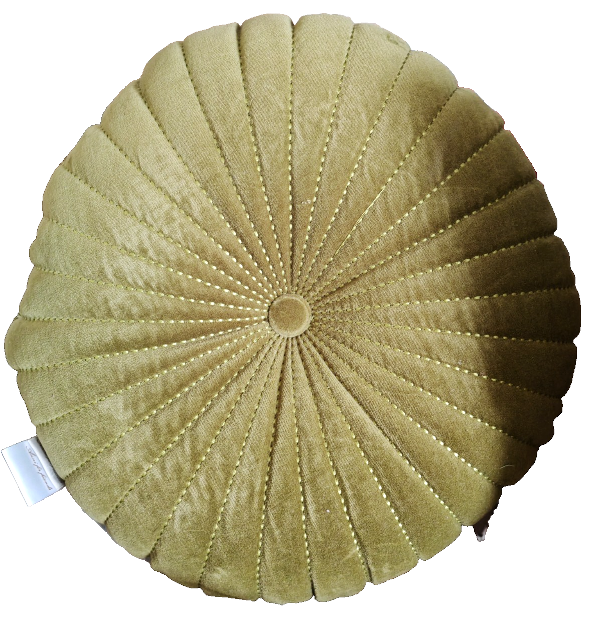 ANNI FOR FRIENDS Dekokissen Rund Grün 40 cm Baumwolle Ziernähte Zierkissen HA25