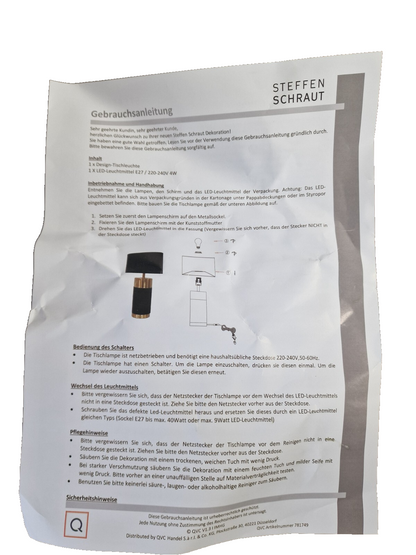 QVC Design-Tischleuchte, Steffen Schraut