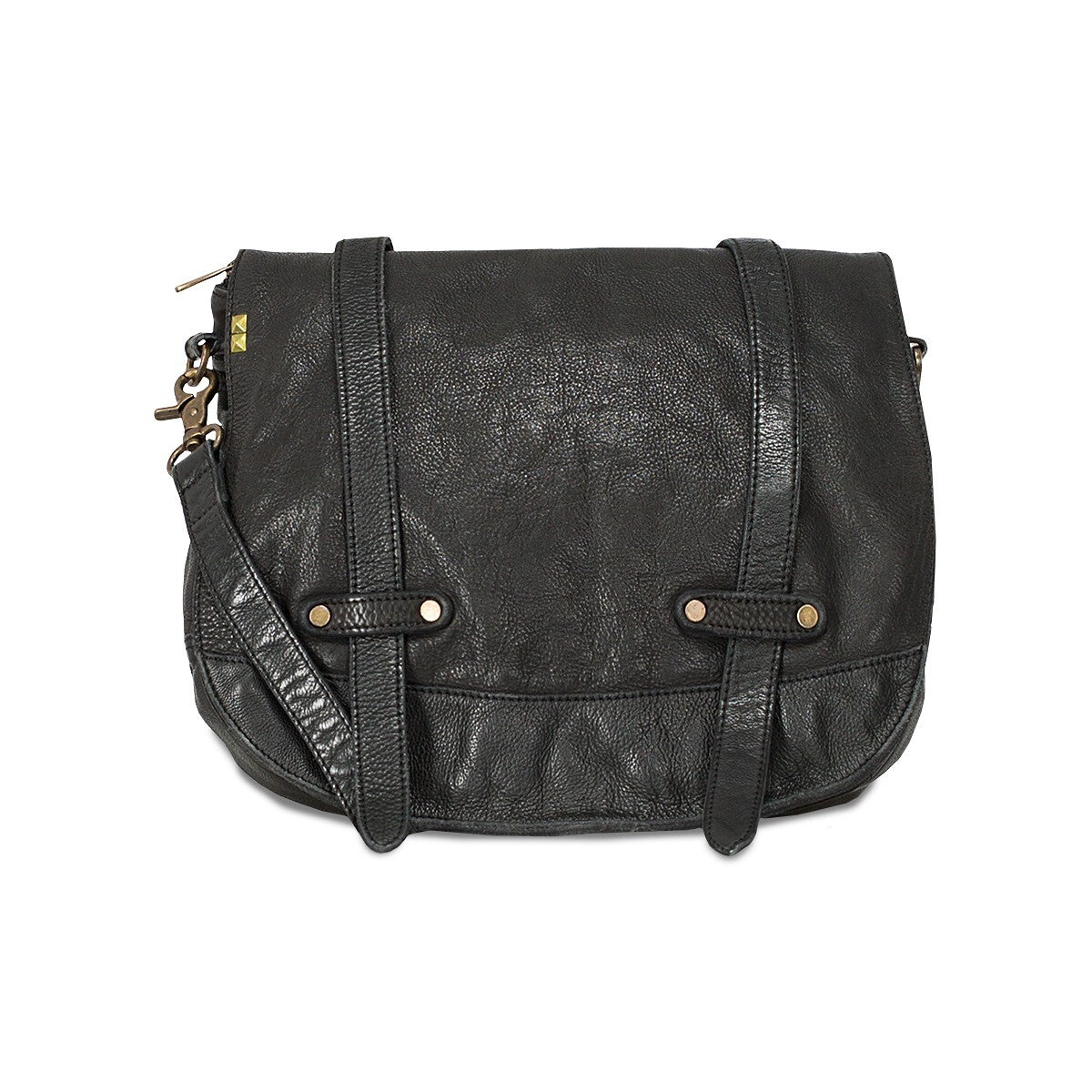 DESIDERIUS Basic Kajetan Umhängetasche Schwarz Rindsleder Echtleder Herren H2