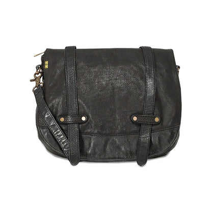 DESIDERIUS Basic Kajetan Umhängetasche Schwarz Rindsleder Echtleder Herren H2