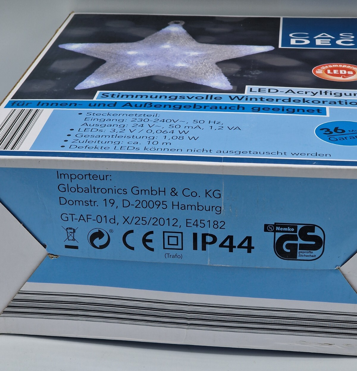 CASA DECO LED Acryl Stern Weihnachtsbeleuchtung Außen Innen 20 LEDs IP44 HA34