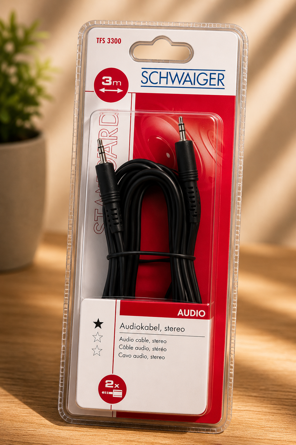 Schwaiger TFS3300 Audiokabel Stereo 3m Audio Kabel AUX HiFi TV
