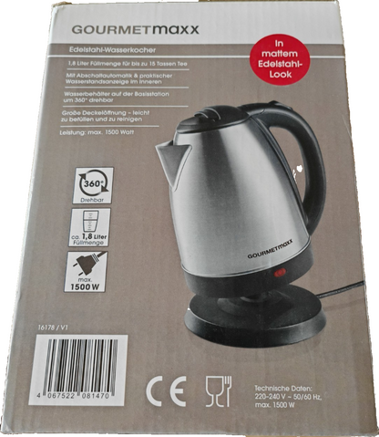 GOURMETmaxx Edelstahl Wasserkocher 1,8L 1500W