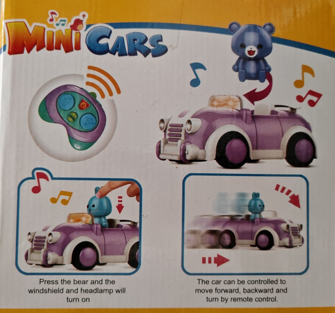 Mini Cars RC Auto ferngesteuert Musik Licht Tierfigur ab 18 Monate Rosa D4