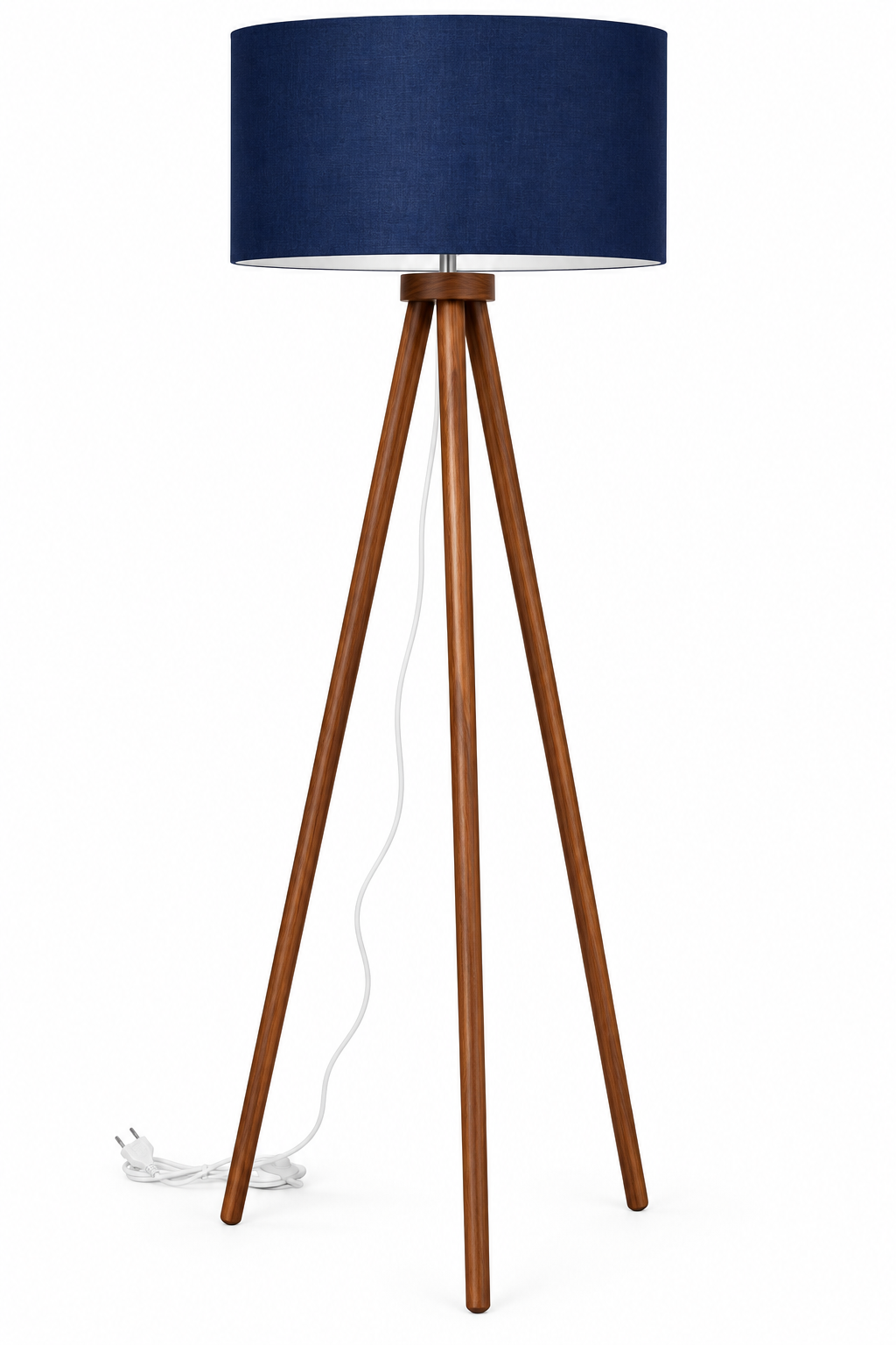 my HOME stories Tripod Stehlampe Echtholz 148cm E27 Stoffschirm dimmbar HA36