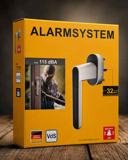 Schellenberg 46510 Sicherheits-Alarmgriff Fenstergriff Alarm Silbergrau 115dB A2