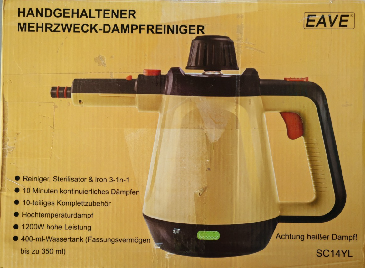 Handdampfreiniger 110°C Dampfreiniger 10 Aufsätze 5m Kabel 650ml Reiniger C-05