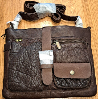 DESIDERIUS Basic Hortus Umhängetasche Dark Brown Rindsleder Echtleder Braun H2