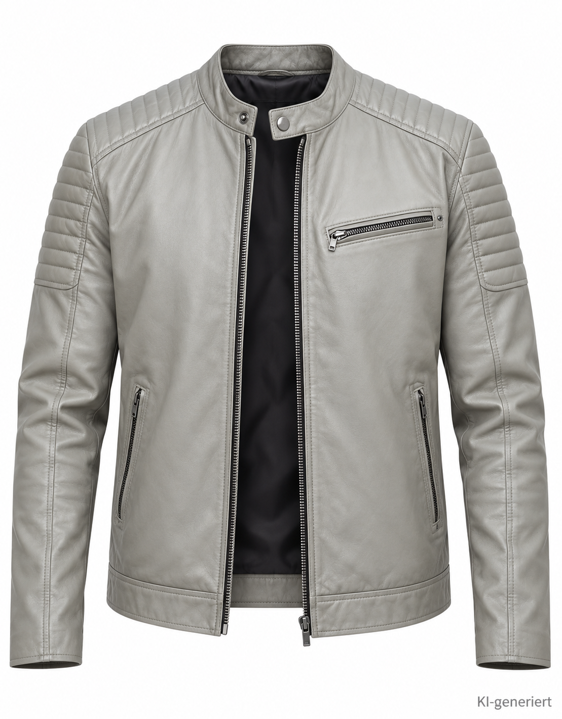 STRANDFEIN Menswear Lederjacke Herren Gr. 52 Lammnappa Stein Echtleder Z