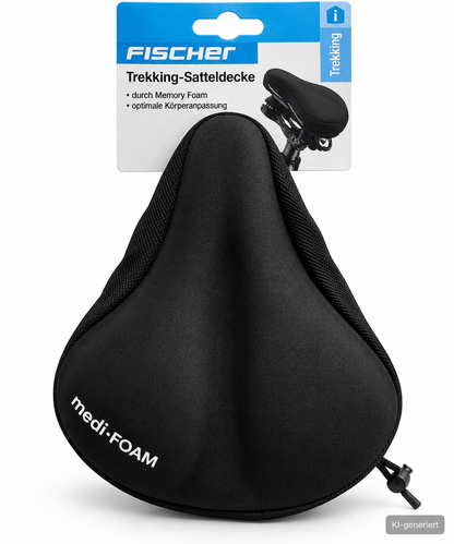 FISCHER Trekking Satteldecke Memory Foam Schwarz Fahrrad Sattelbezug E5