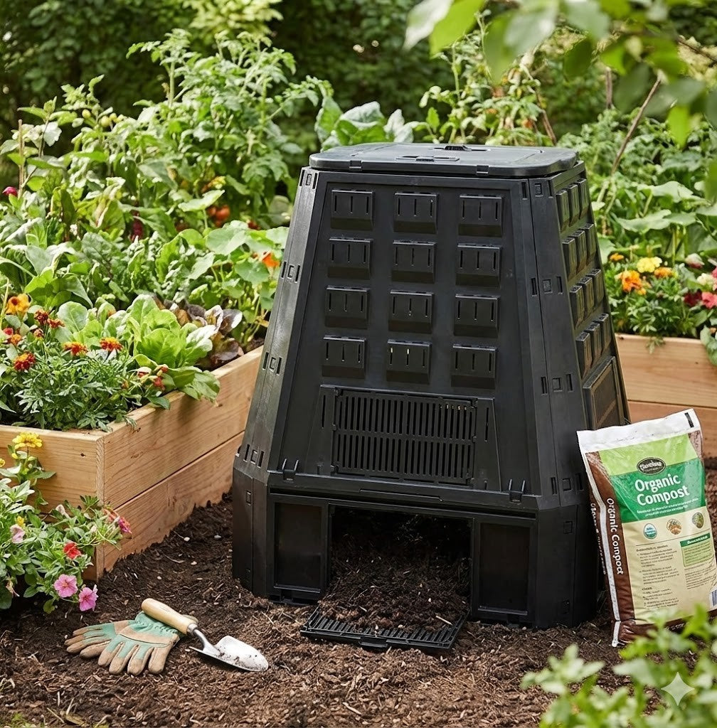 EVOGREEN Kompostierungsanlage 630 L | Schwarz 900×910×1070 mm
