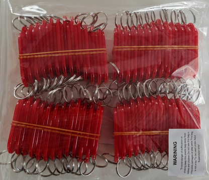 WINTEX 100x Schlüsselanhänger Rot mit Ring Beschriftbar Schlüsselschilder Tag A8