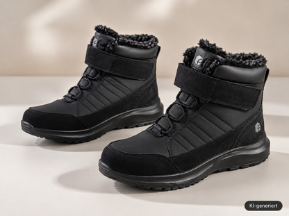 FitVille Herren Winterstiefel Schwarz Gr. 44,5 Wide Winterboots Klett G1