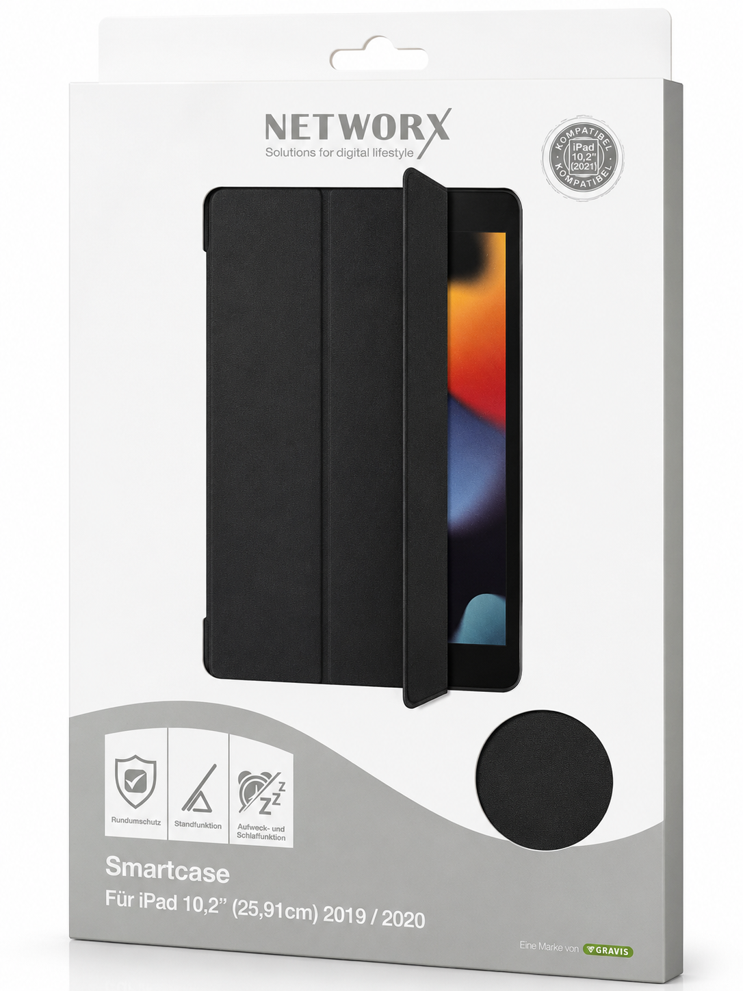 Networx Smartcase iPad 10,2 Zoll Schwarz Schutzhülle Tablet Hülle Smart Cover A7