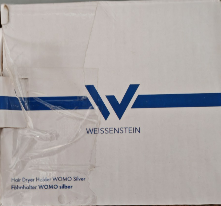 WEISSENSTEIN Föhnhalter Silber Edelstahl ohne Bohren 3M VHB Haartrockner E1