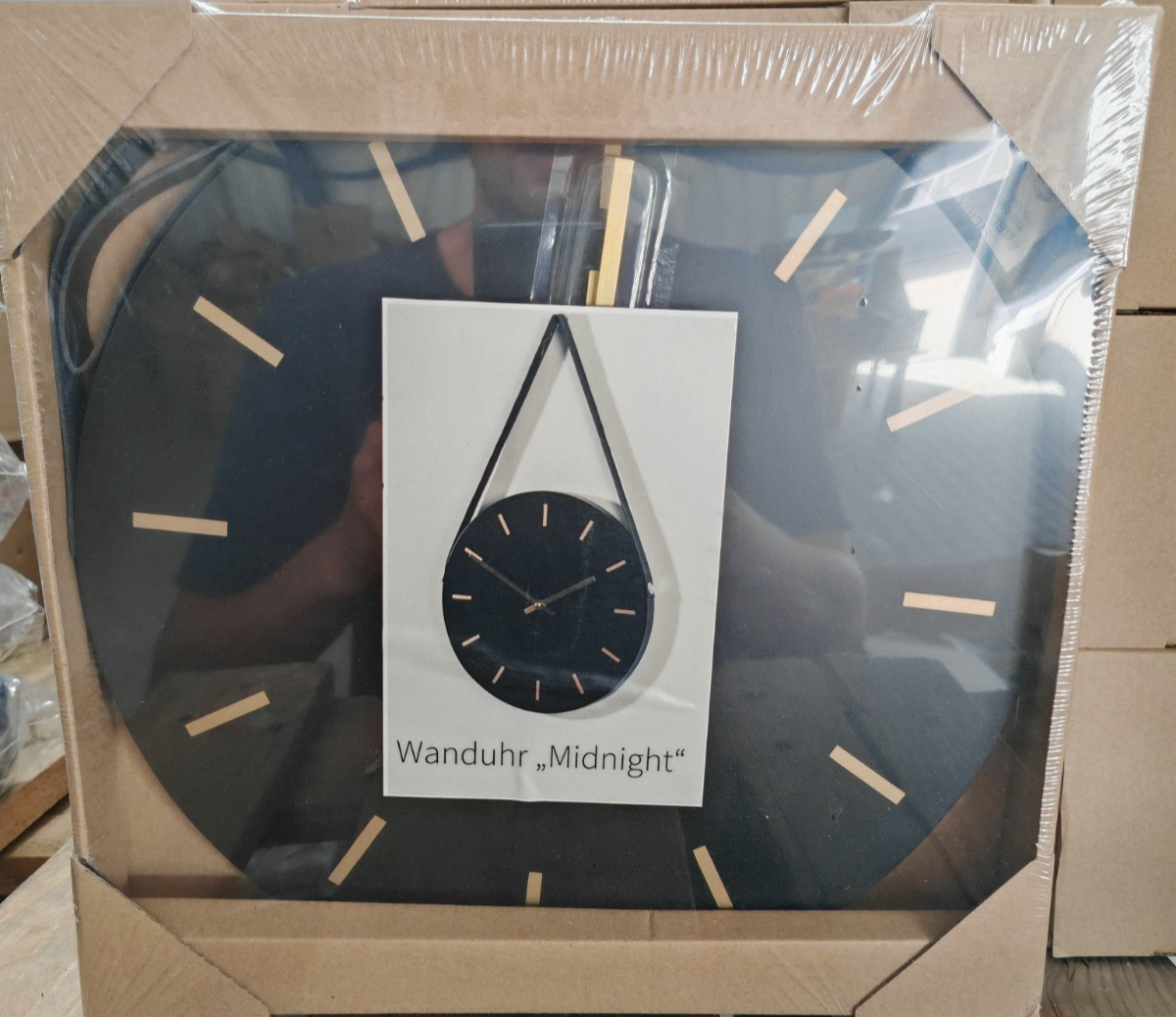 Tawo Wanduhr Midnight mit Lederriemen Moderne Design Uhr Hänge Wohnzimmer HA25