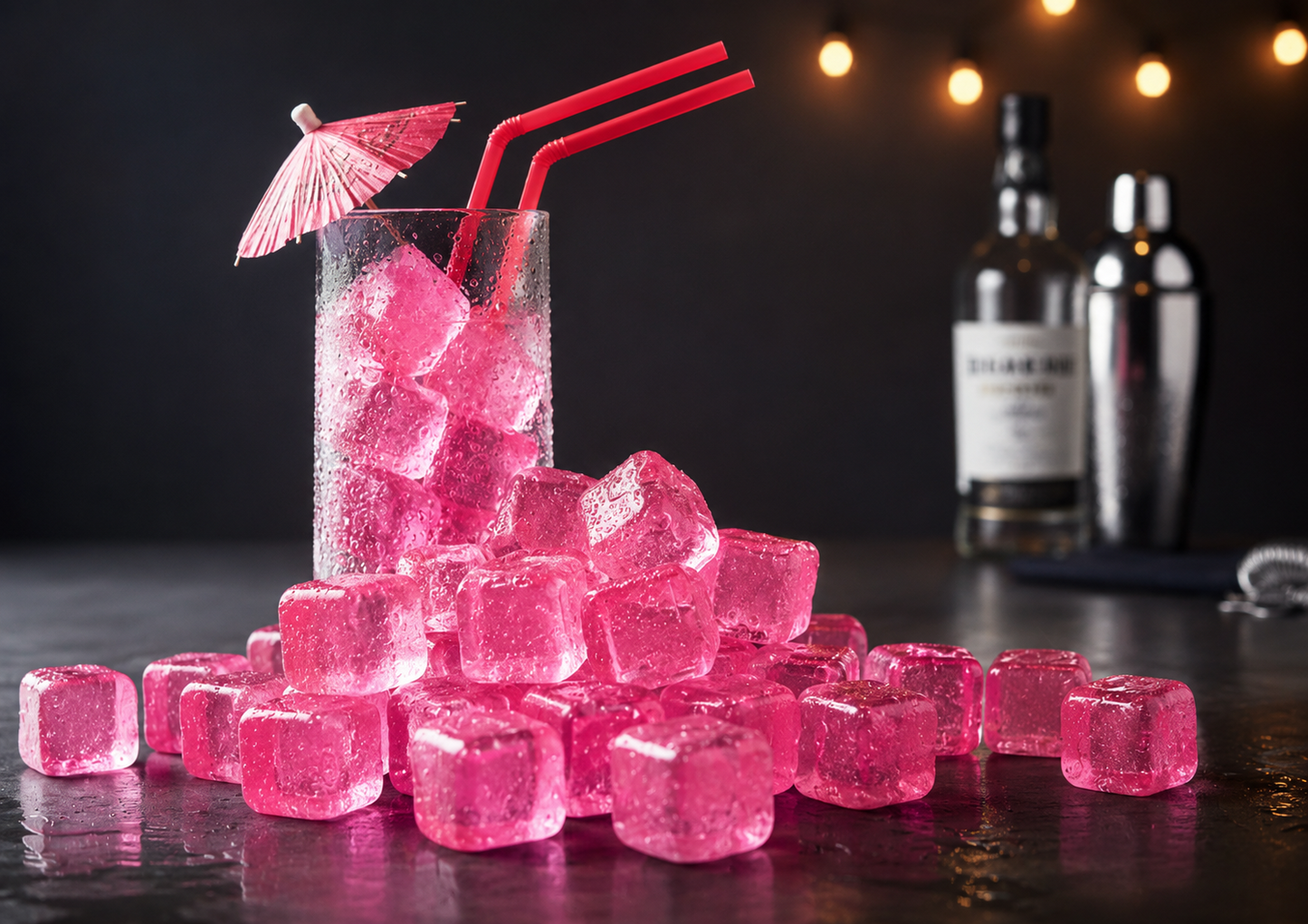 Trendsforever 50x Mehrwege Eiswürfelformen Rosa Silikon Eiswürfelbereiter B7