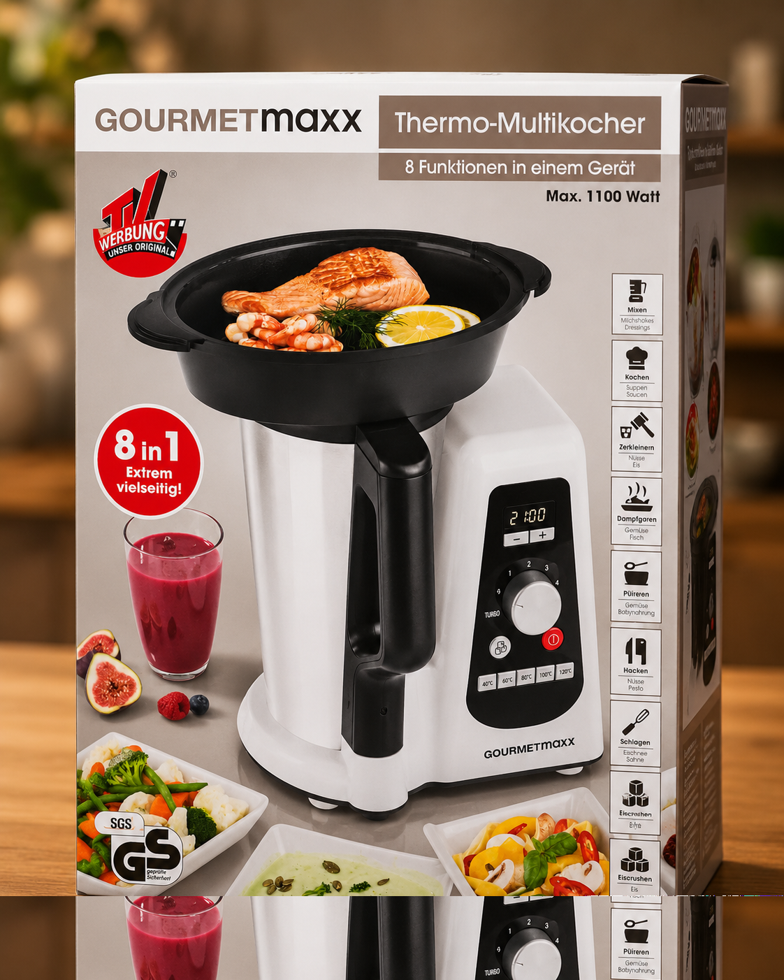 GOURMETmaxx Thermo Multikocher 8in1 Küchenmaschine ohne Zubehör 1100W B03