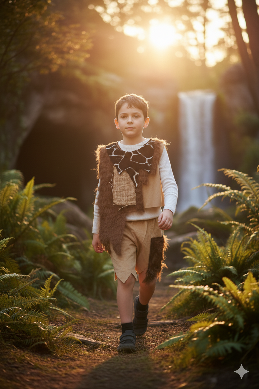 Kinder Steinzeit Kostüm Höhlenmensch Neandertaler Gr. 110/116 A&O Fasching