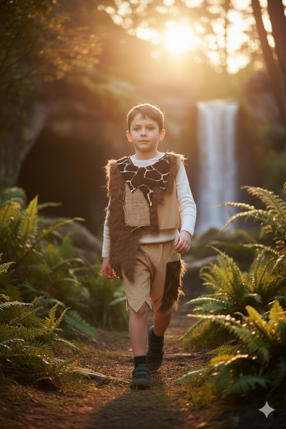 Kinder Steinzeit Kostüm Höhlenmensch Neandertaler Gr. 110/116 A&O Fasching