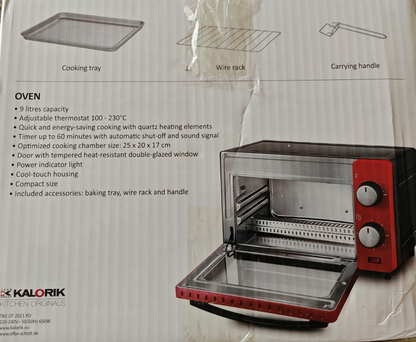 Kalorik TKG OT 2021 RD Mini Backofen 9L 650W Thermostat Timer Kompakt Rot F3