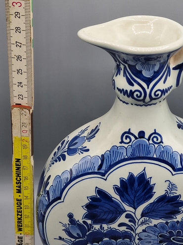 Delfts Holland Porzellan Henkelvase, Höhe 28 cm, Antiquität