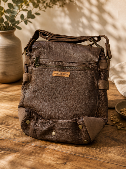 Desiderius Basic Cypress Tasche Braun Echtleder Unisex Ledertasche Schulter H2
