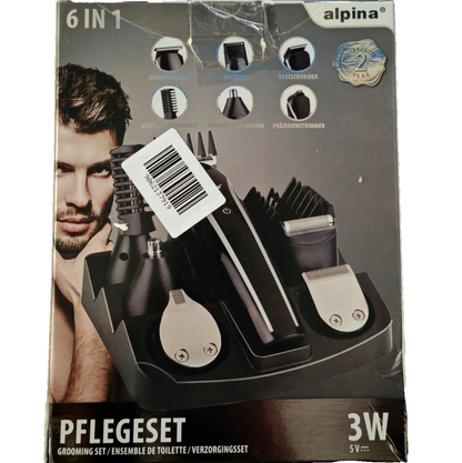 alpina 6in1 Grooming Set Haarschneider Barttrimmer Rasierer 3W Akku Schwarz C-02