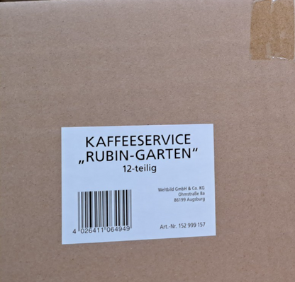 Weltbild Rubin Garten Kaffeeservice 12tlg Porzellan Tassen Teller Blumen HA17