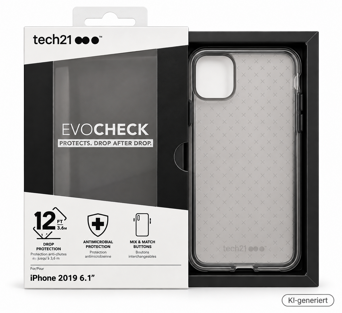 Tech21 Evo Check Hülle Apple iPhone 11 6,1" 3,6m Fallschutz Schwarz Case A9