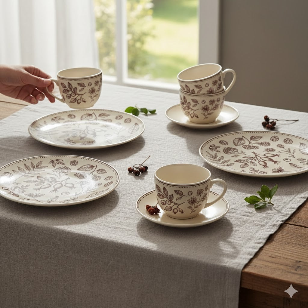 Kaffeeservice Rubin Garten 12-teilig Porzellan Set ✅ Elegant & Zeitlos