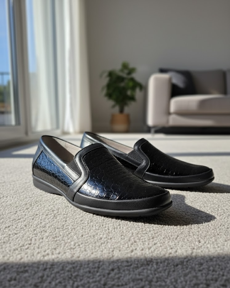 VITAFORM Damen-Slipper Leder/Stretch Schwarz Struktur Gr. 42 Komfort ✅