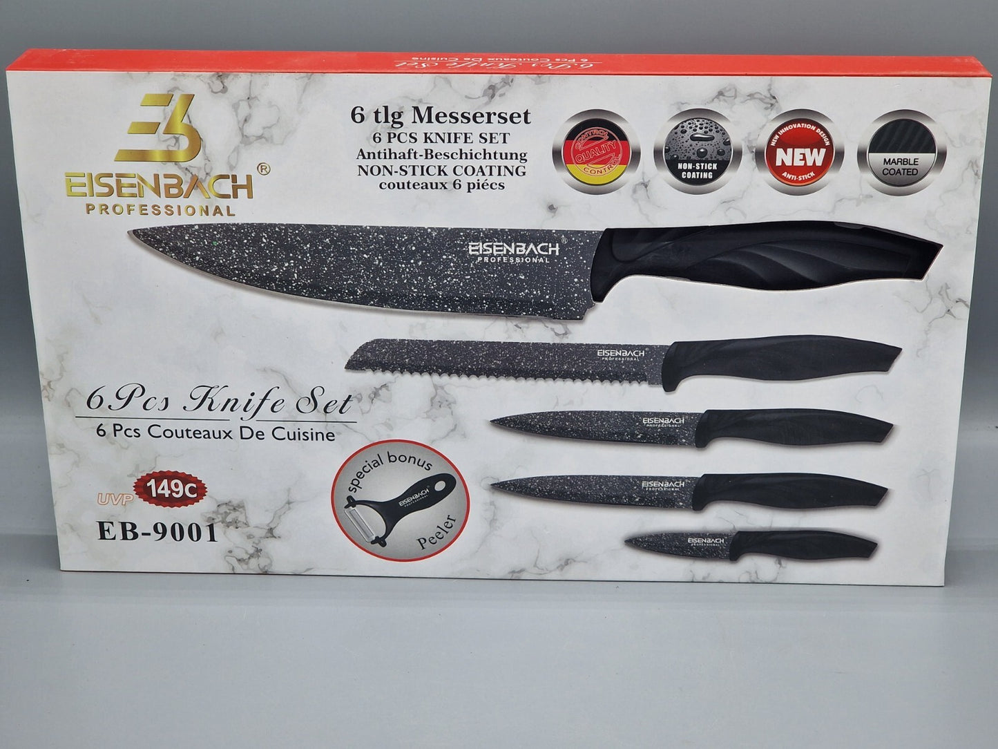 Eisenbach EB-9001 6-tlg Messerset Edelstahl Antihaft Küchenmesser B5
